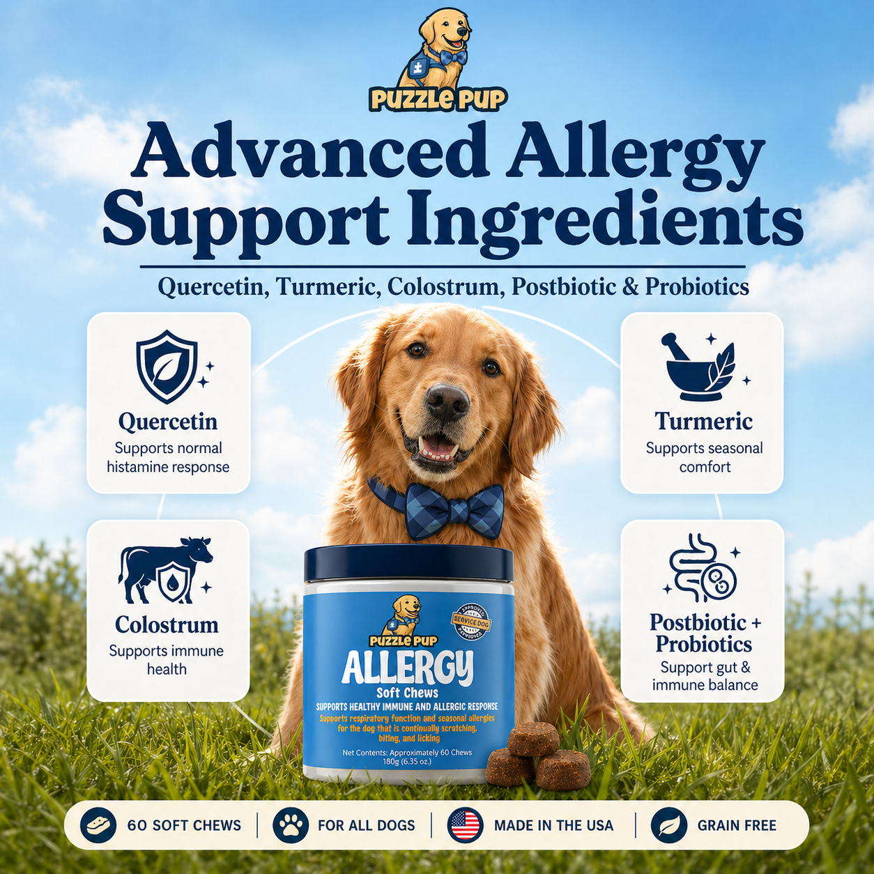 Dog Allergy Relief Soft Chews – Natural Antihistamine for Dogs