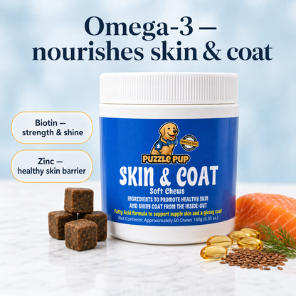 Skin & Coat chew ingredients — omega-3, biotin, zinc